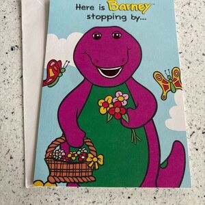Vintage Barney Purple Dinosaur Greeting Card Spring Easter 1994 Lyons Group New